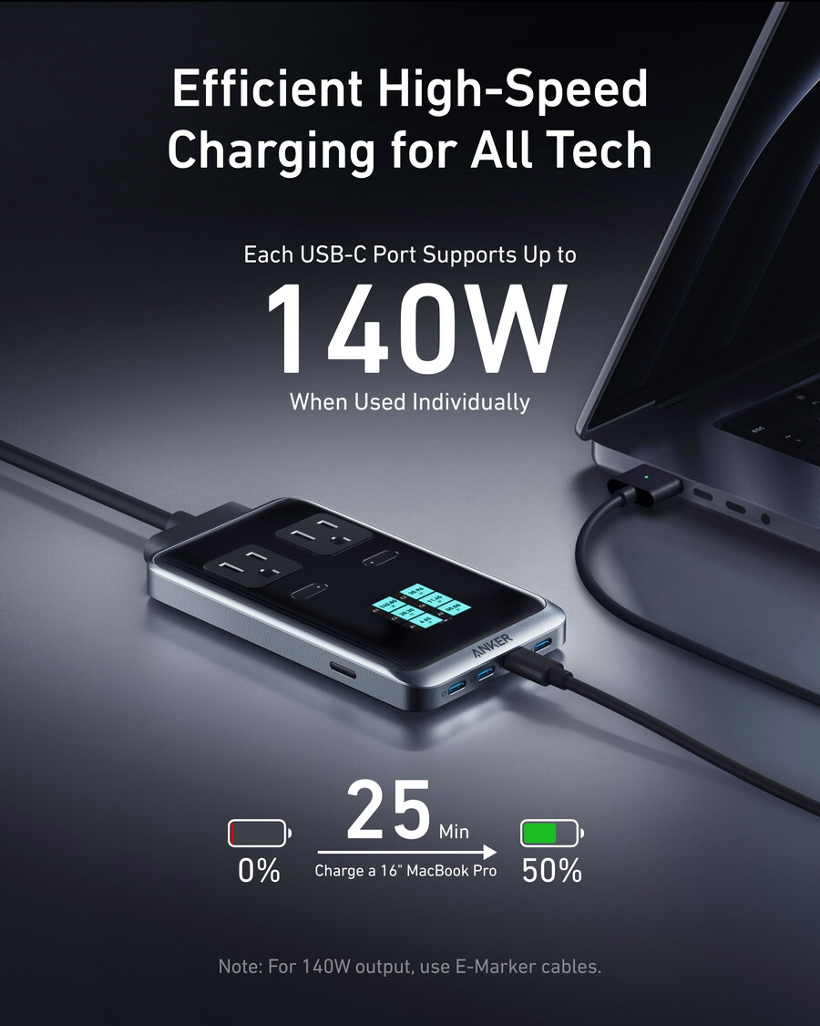 anker prime 充電ステーション 8-in-1、240w と anker prime usb-c - usb-c ケーブル 240w、アップサイクル編み込み