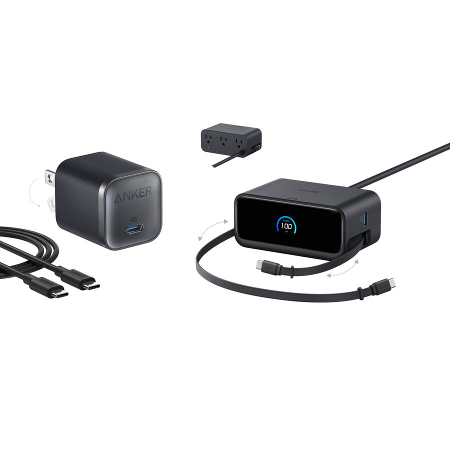 anker ナノ充電ステーション 7-in-1、100w と anker ナノ充電器 45w ケーブル付き