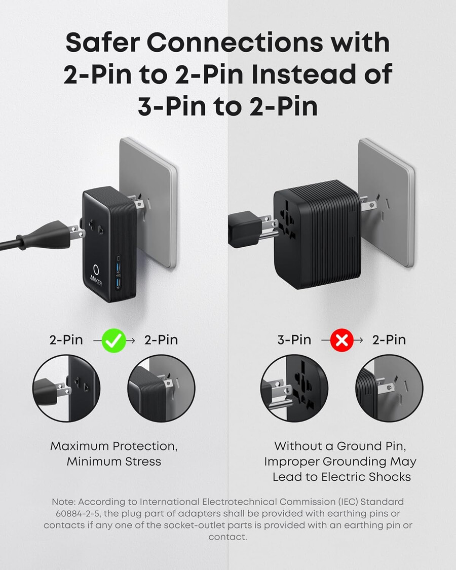 anker ナノトラベルアダプター(5-in-1、20w、1パック)とanker ナノチャージャー(45w)、usb-c - usb-cケーブル付き