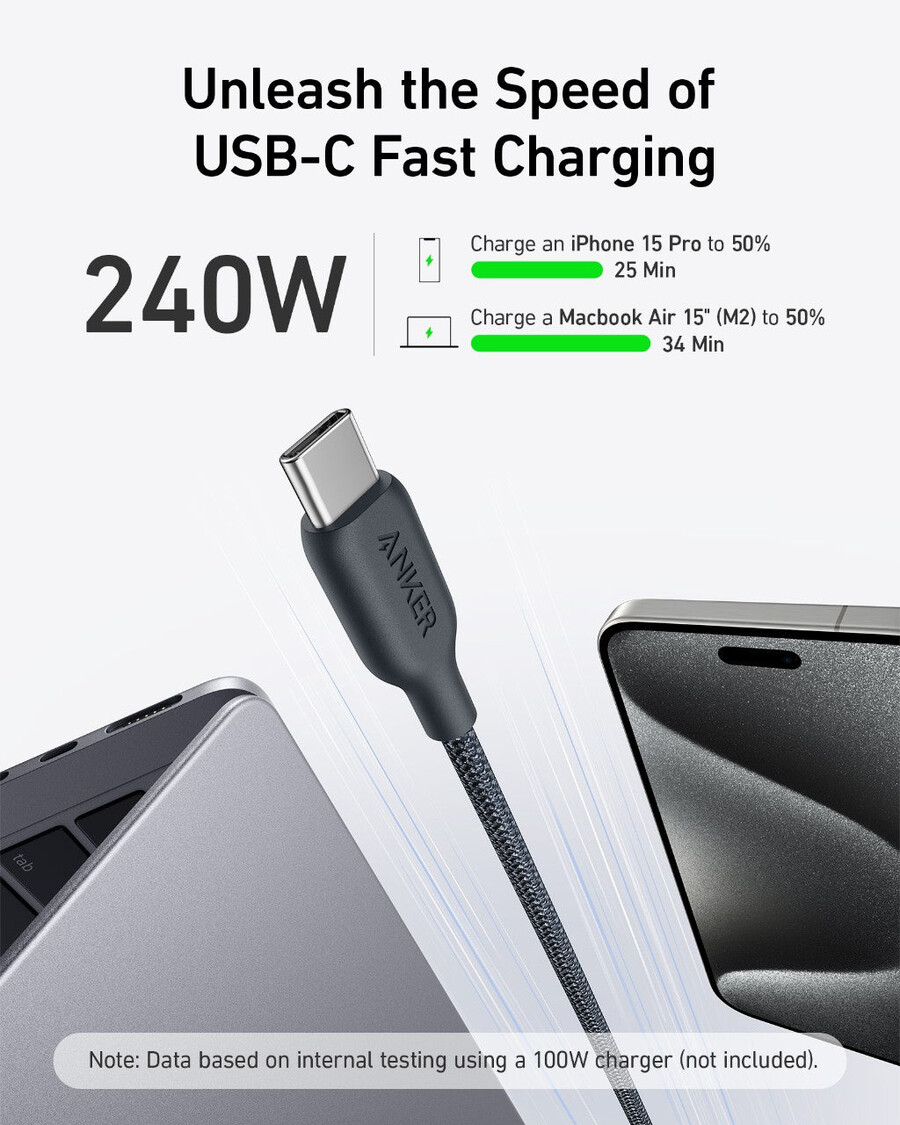 anker 543 usb-c - usb-c ケーブル(バイオブレイド)