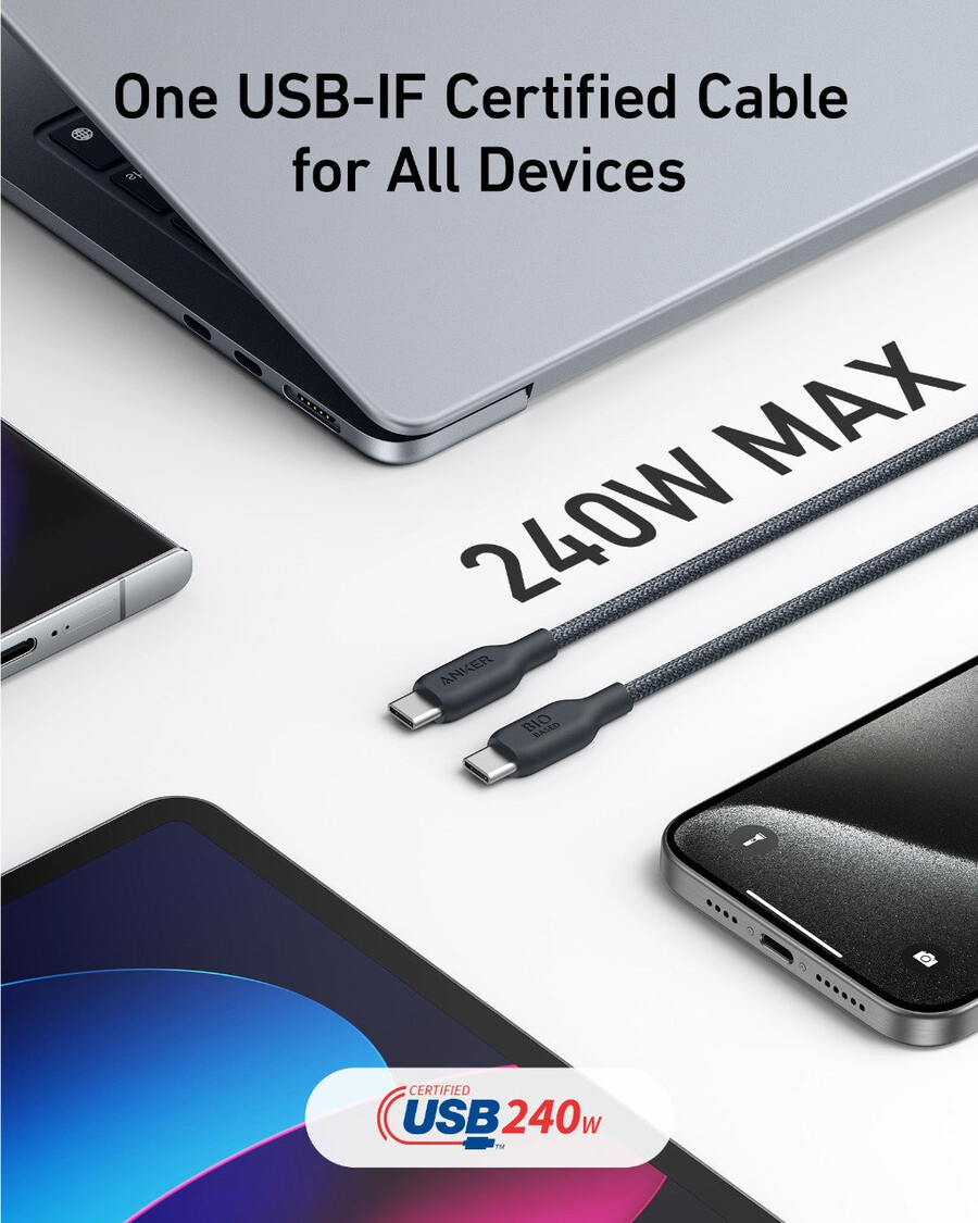 anker 543 usb-c - usb-c ケーブル(バイオブレイド)