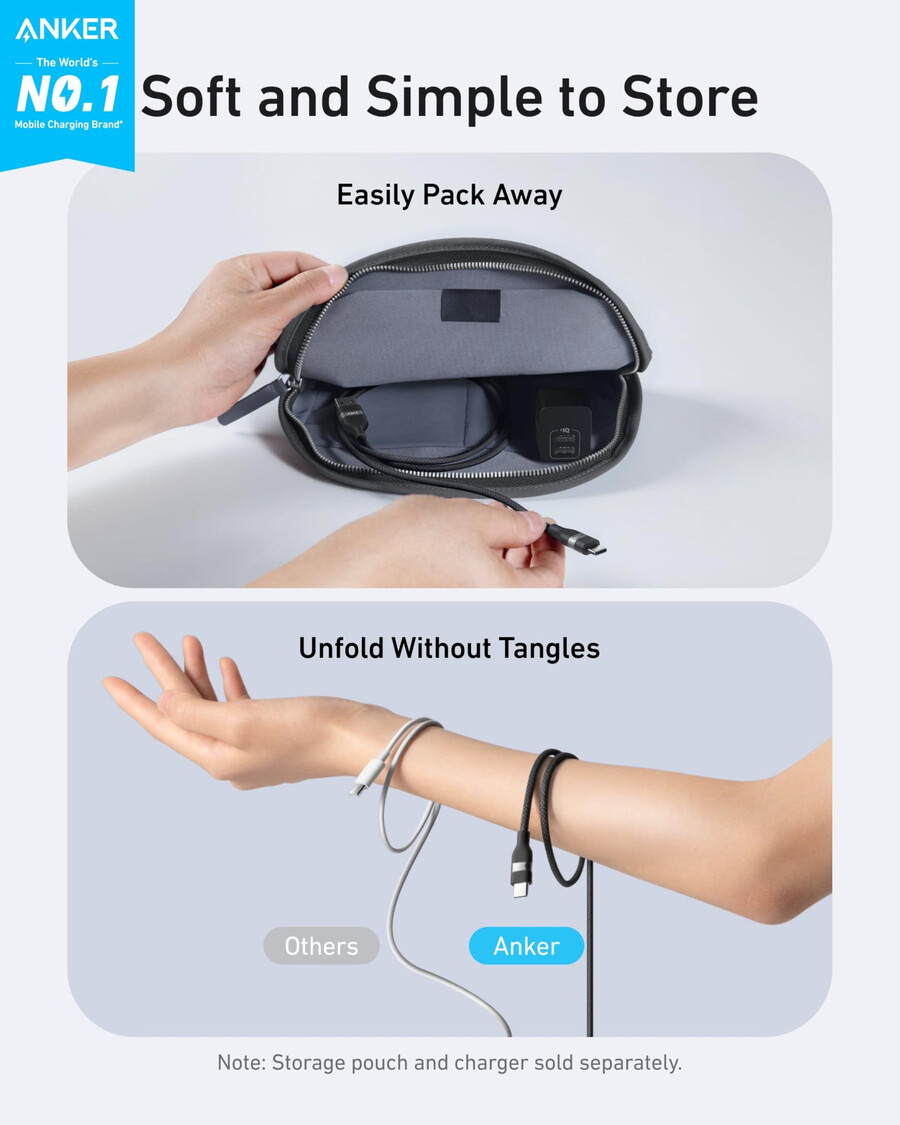 anker usb-a - usb-c ケーブル 3 フィート6 フィート、アップサイクル編み