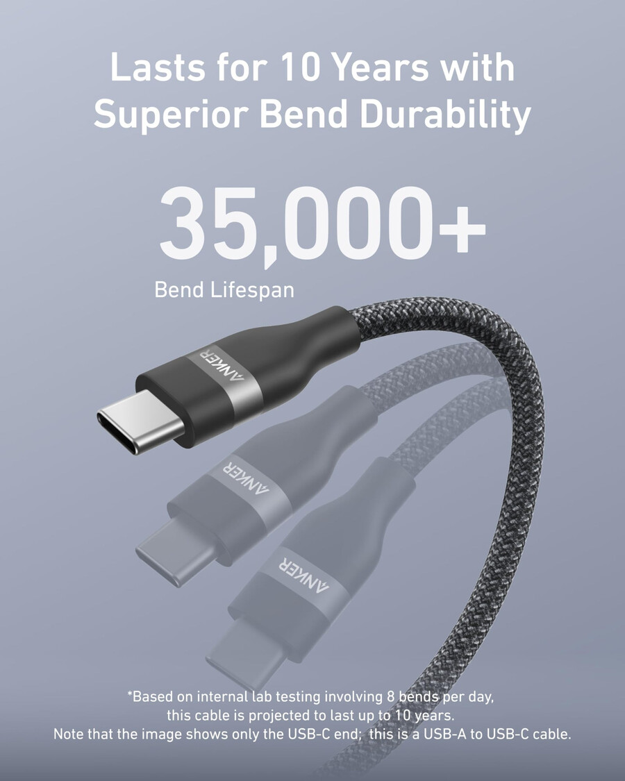 anker usb-a - usb-c ケーブル 3 フィート6 フィート、アップサイクル編み