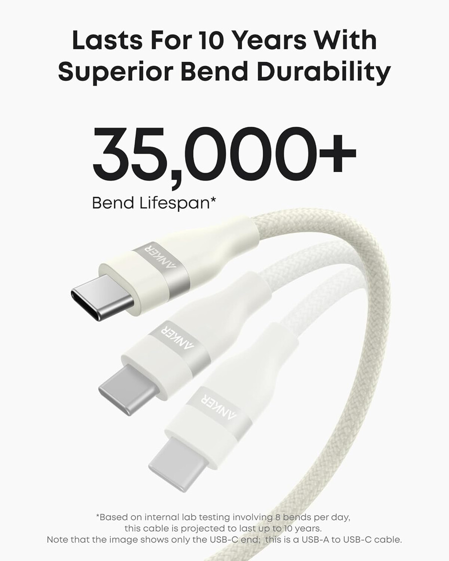 anker usb-a - usb-c ケーブル 3 フィート、アップサイクル編み込み、2 個パック