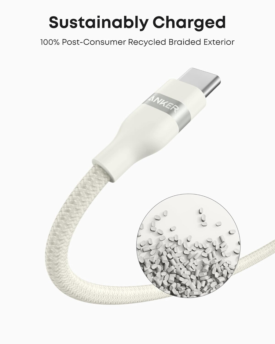 anker usb-a - usb-c ケーブル 3 フィート、アップサイクル編み込み、2 個パック
