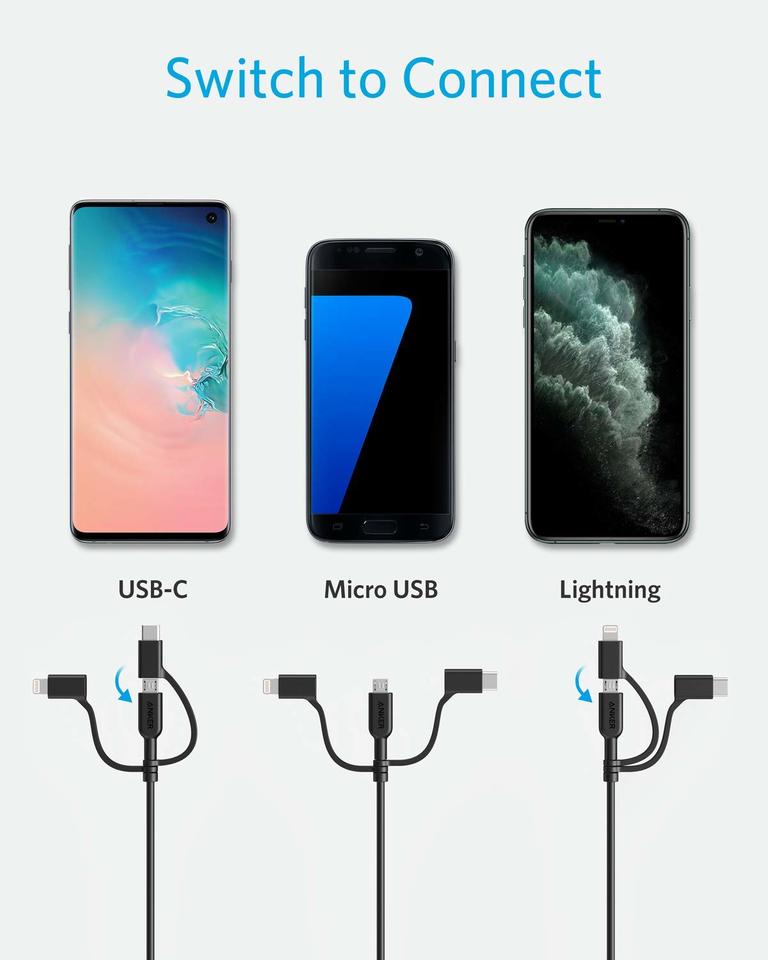 anker 321 usb-a - lightning ケーブル 3フィート 3-in-1