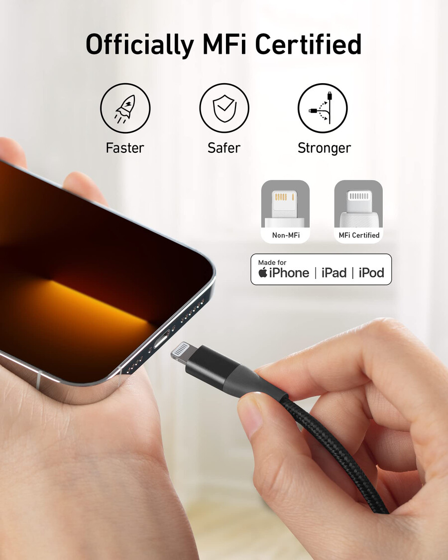 anker 551 usb-a - lightning ケーブル 3 フィート 6 フィート 10 フィート