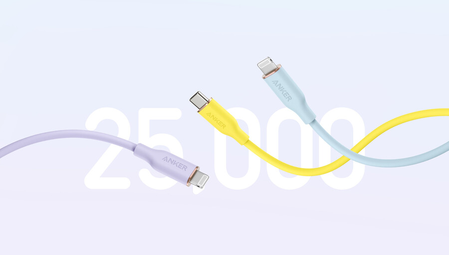 anker 643 usb-c - usb-c ケーブル flow、シリコン、240w、2本パック、ミッドナイトブラック