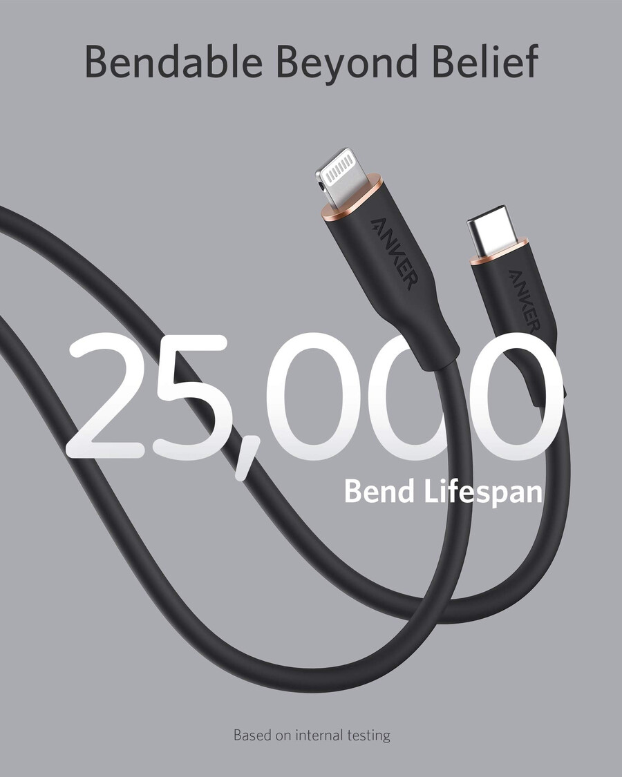 anker 641 usb-c - lightning ケーブル flow、シリコン