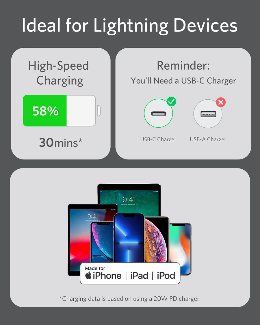 anker 641 usb-c - lightning ケーブル flow、シリコン