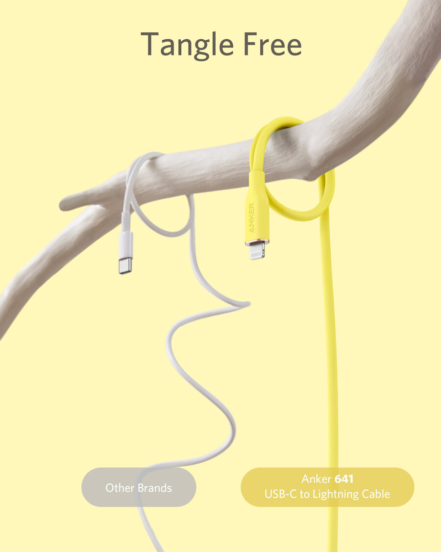 anker 641 usb-c - lightning ケーブル flow、3フィート シリコン