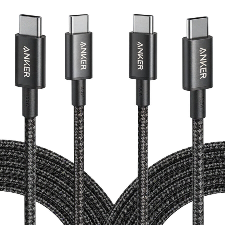 新しいナイロン製 usb-c - usb-c 100w ケーブル 10 フィート、2 個パック