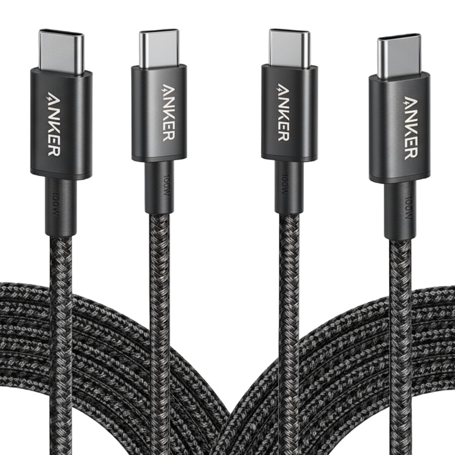 新しいナイロン製 usb-c - usb-c 100w ケーブル 10 フィート、2 個パック