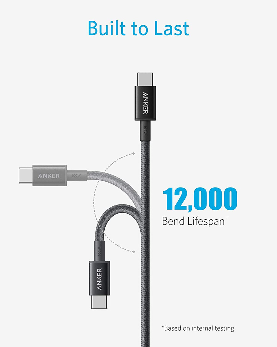 新しいナイロン製 usb-c - usb-c 100w ケーブル 10 フィート