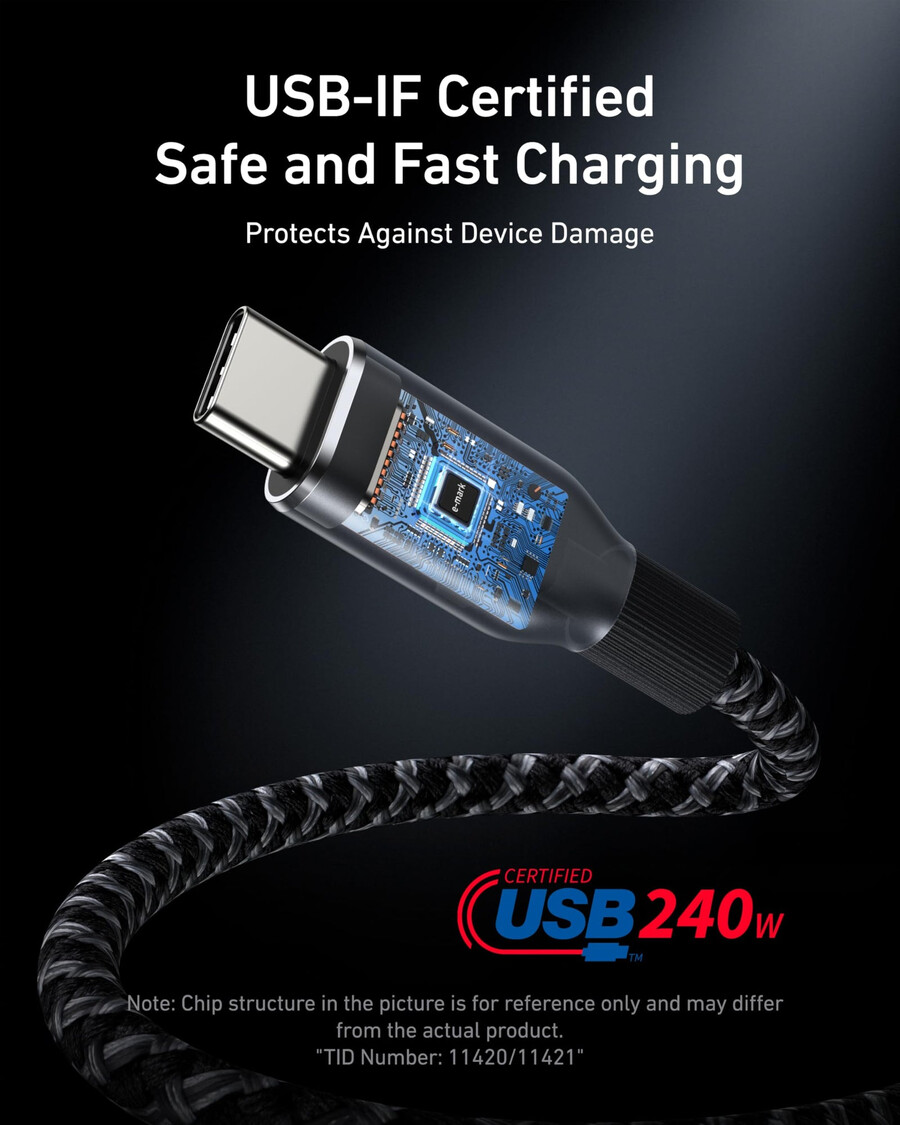 anker prime usb-c - usb-c ケーブル 240w、アップサイクル編み込み