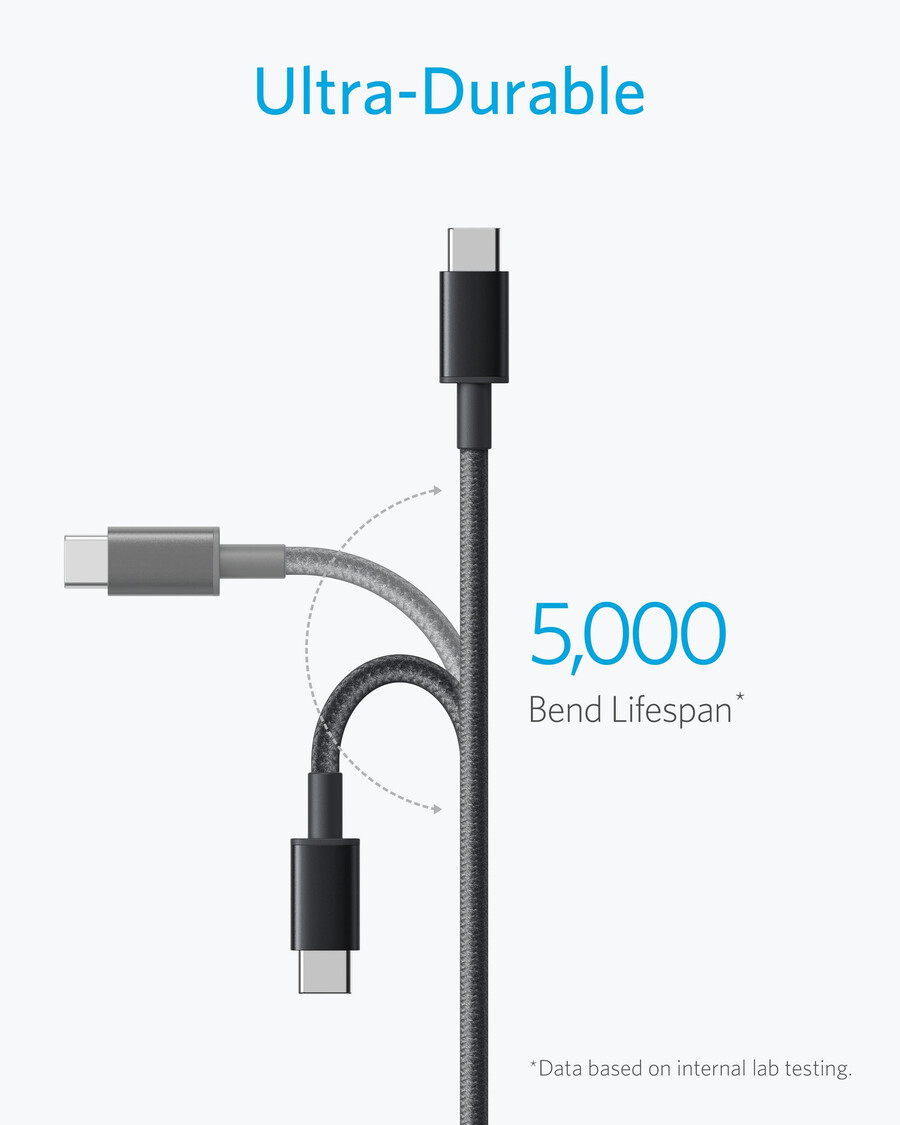 anker プレミアムナイロン usb-c - usb-a ケーブル 2 個パック