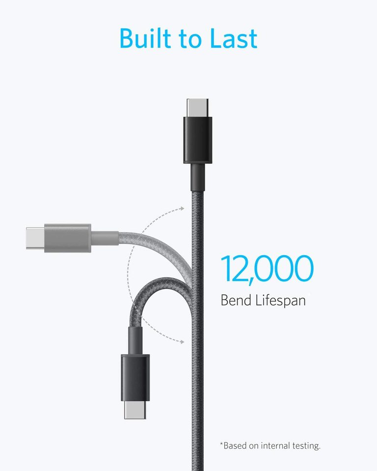 anker 新ナイロン usb-c - usb-c ケーブル 2 個パック 3 フィート 6 フィート、60w