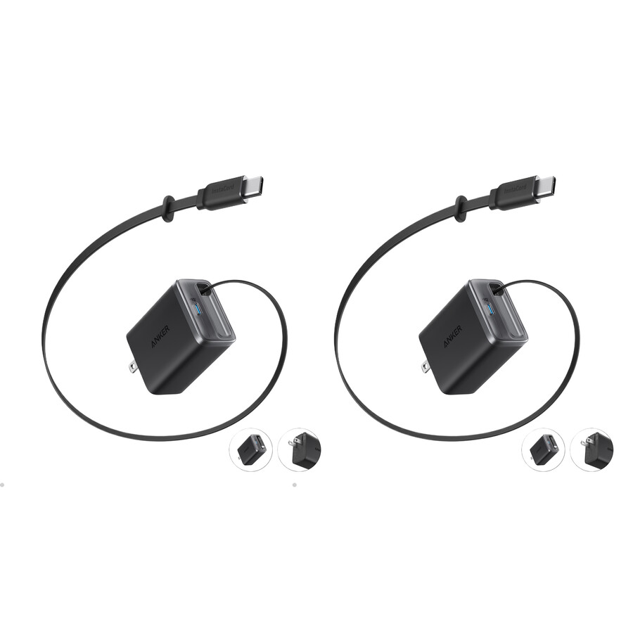 anker ナノチャージャー(35w、内蔵型usb-cケーブル)2個パック