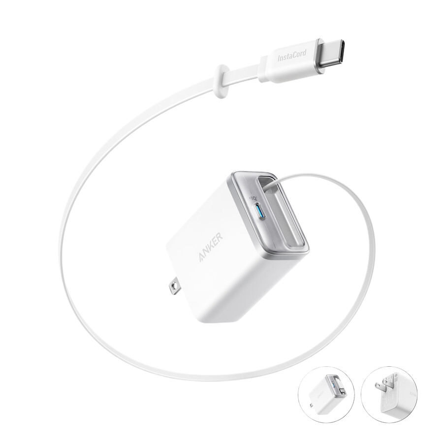 anker ナノ チャージャー 35w、内蔵型 usb-c ケーブル