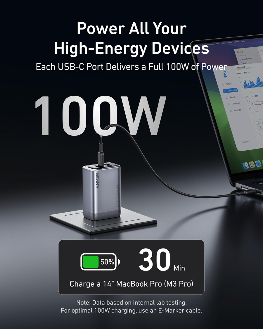anker prime 充電器 100w、3ポート、gan と anker prime usb-c - usb-c ケーブル 240w、アップサイクル編み込み