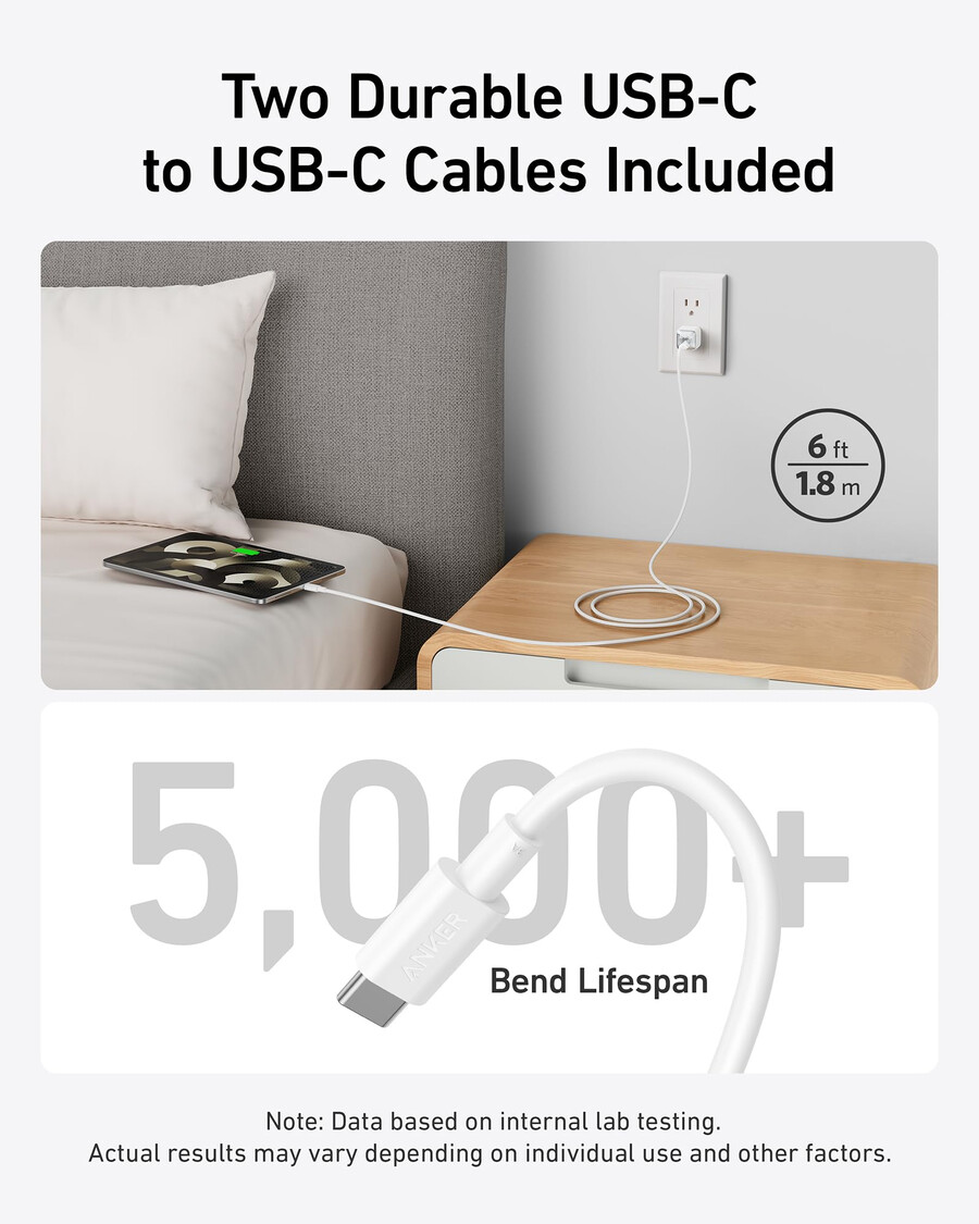 anker 511 充電器 nano pro と 6 フィートの usb-c ケーブル 2 個パック