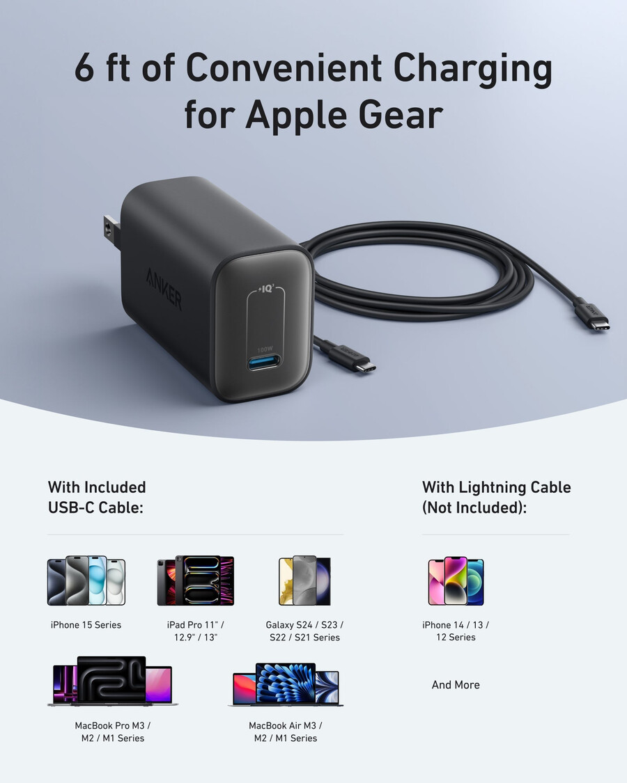 anker ナノチャージャー 100w usb-cケーブル付き