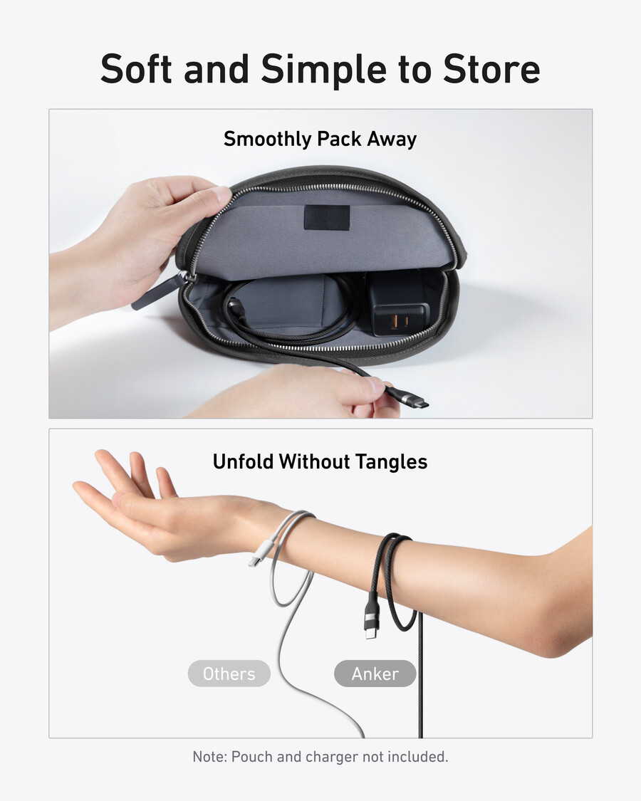 anker ナノ チャージャー 45w、usb-c - usb-c ケーブル、anker usb-c - usb-c ケーブル 6 フィート、240w、アップサイクル編み 付属