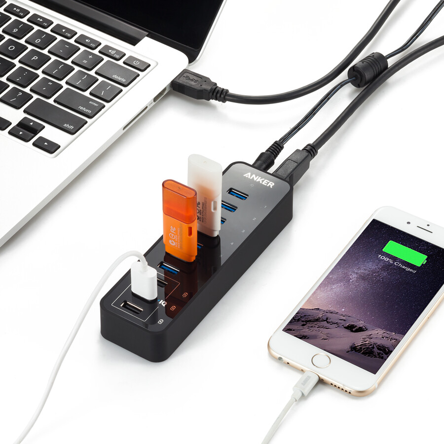 anker 60w 10ポート usb 3.0 データハブ