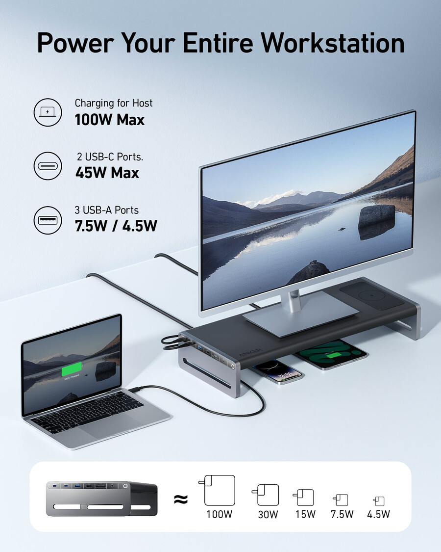 anker 675 usb-cドッキングステーション(12-in-1、モニタースタンド、ワイヤレス)