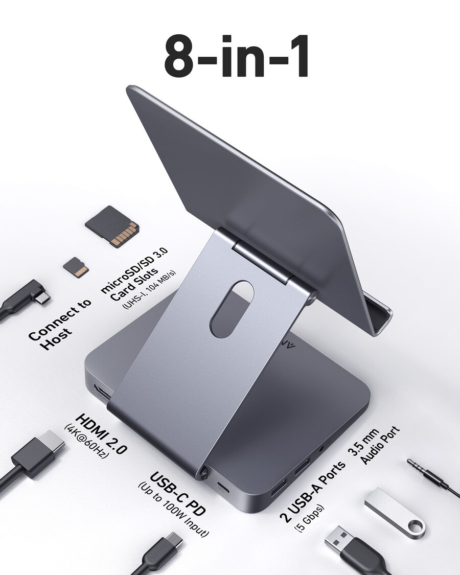 anker 551 usb-c ハブ 8-in-1、タブレットスタンド