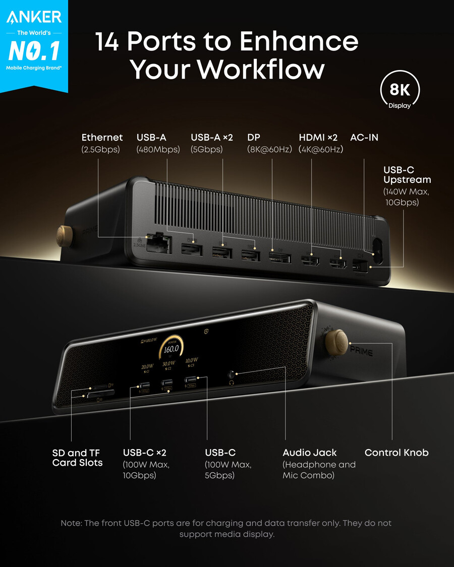 anker × black myth wukong エディション anker prime ドッキングステーション 14-in-1、トリプルディスプレイ、displaylink dl7400 搭載