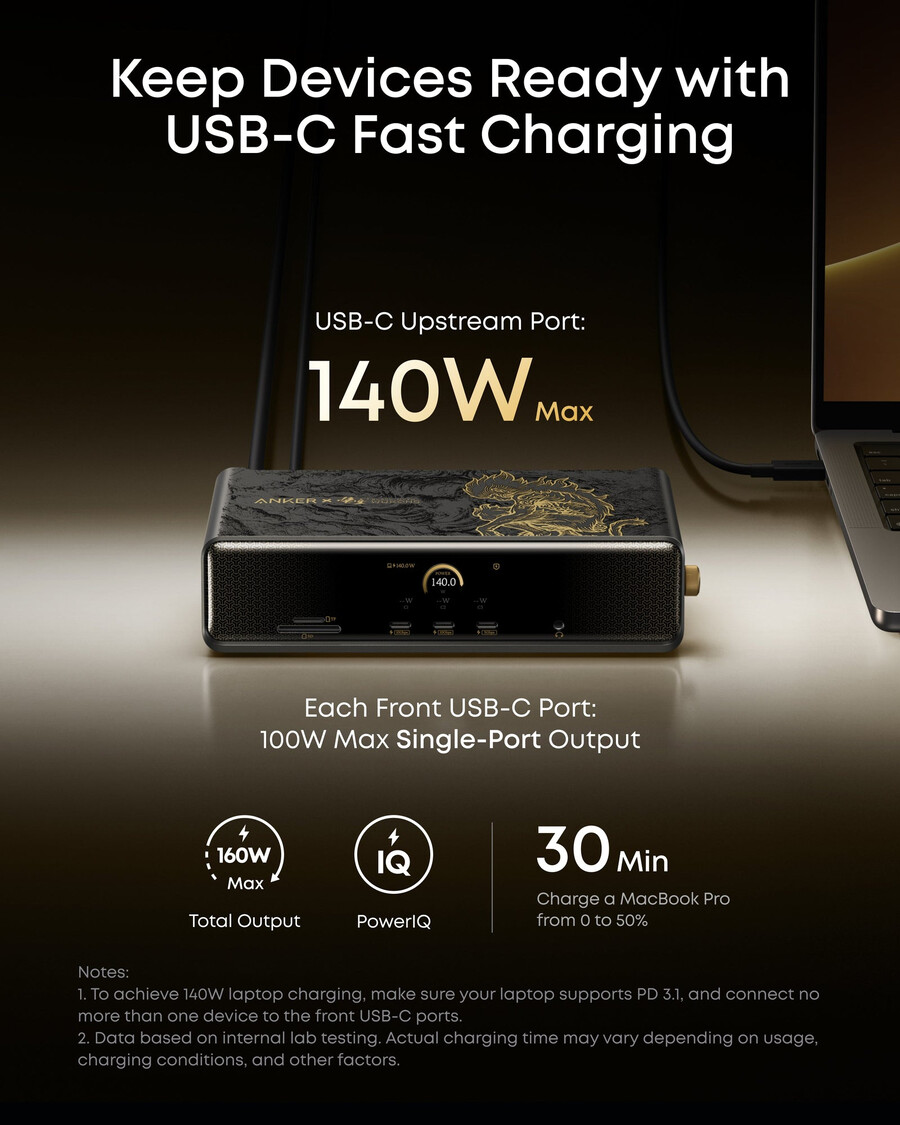 anker × black myth wukong エディション anker prime ドッキングステーション 14-in-1、トリプルディスプレイ、displaylink dl7400 搭載