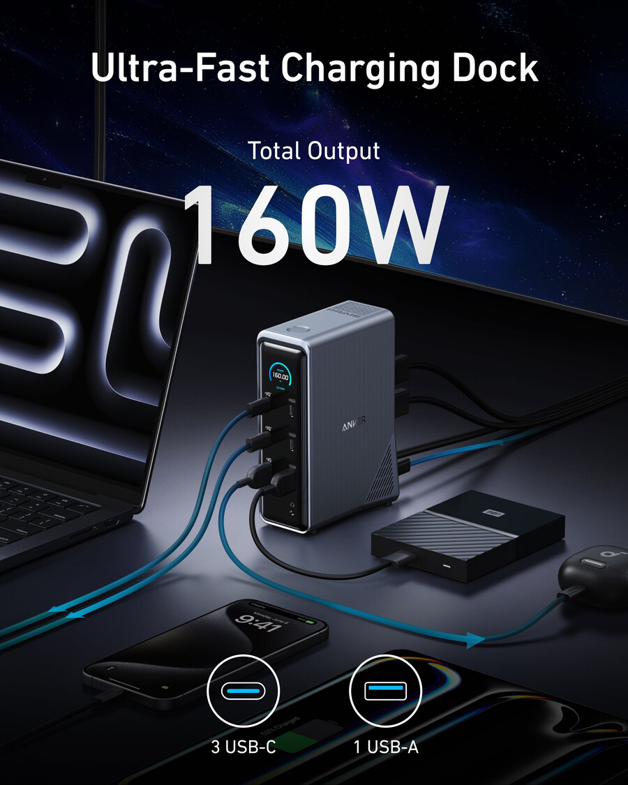 anker prime 充電ドッキングステーション 14-in-1、デュアルディスプレイ、160w