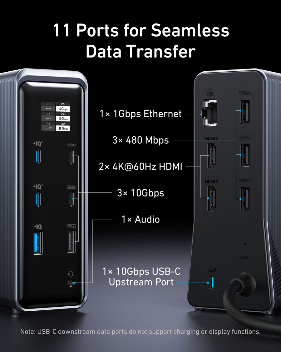 anker prime 充電ドッキングステーション 14-in-1、デュアルディスプレイ、160w