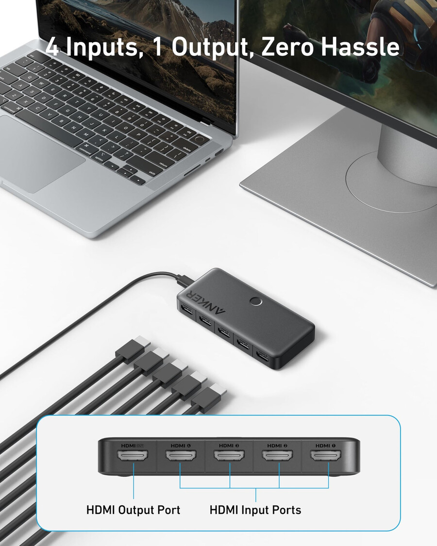 anker hdmiスイッチ(4入力1出力、4k hdmi)