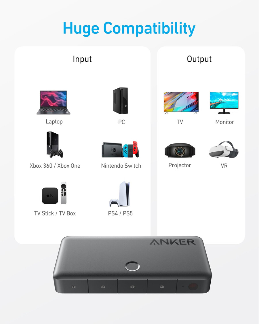 anker hdmiスイッチ(4入力1出力、4k hdmi)