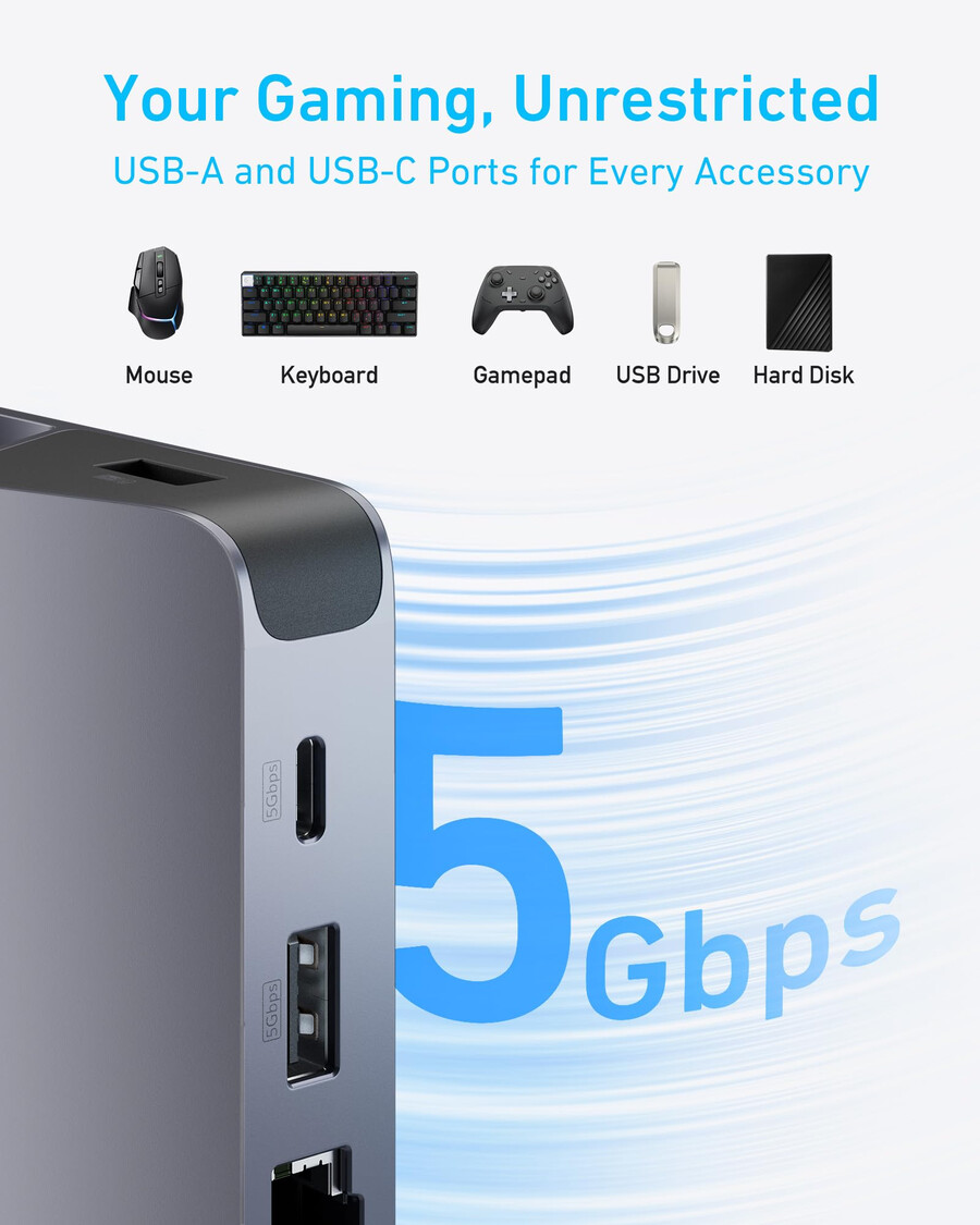anker usb-c ハブ 6 in 1、携帯型ゲーム機用