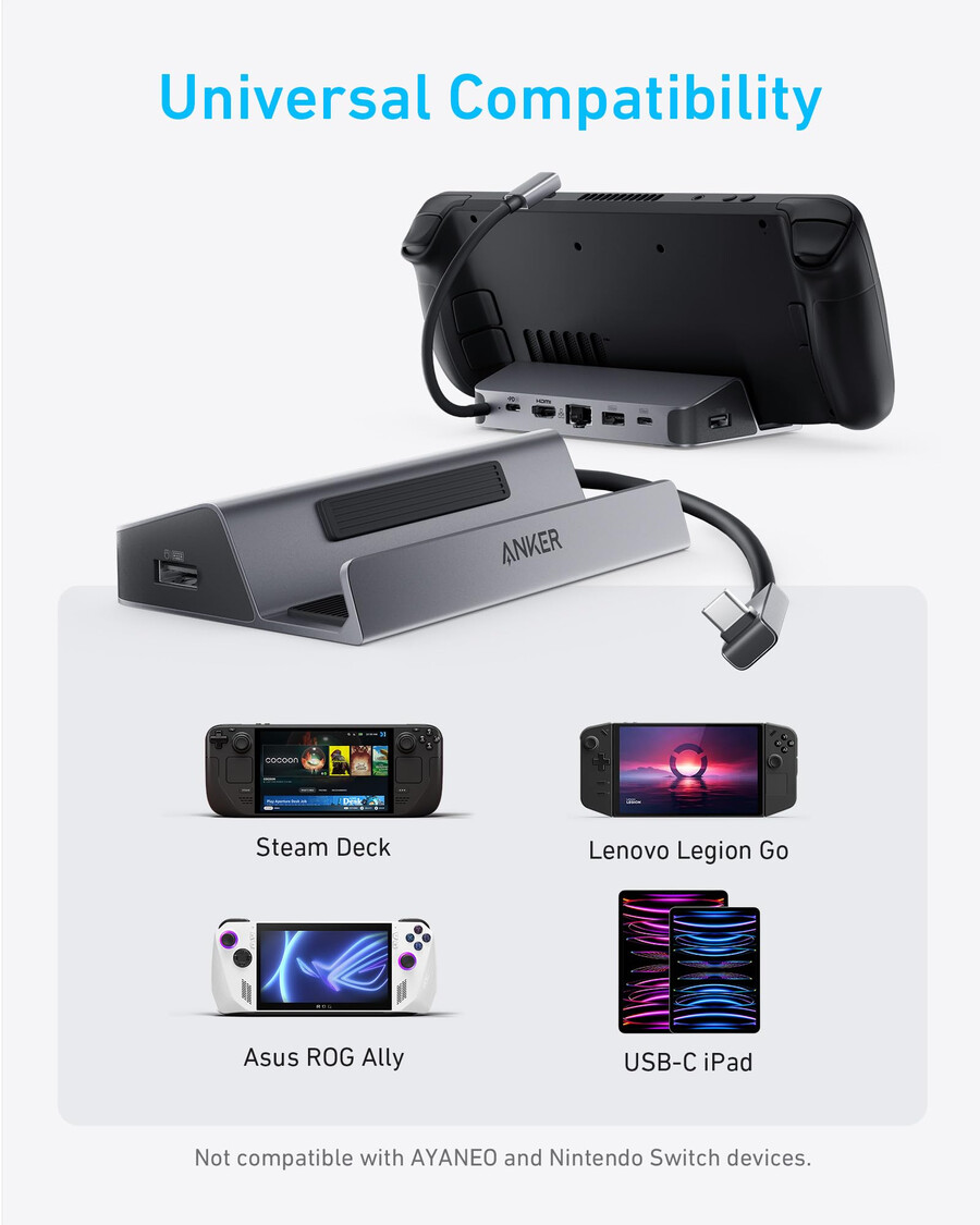 anker usb-c ハブ 6 in 1、携帯型ゲーム機用