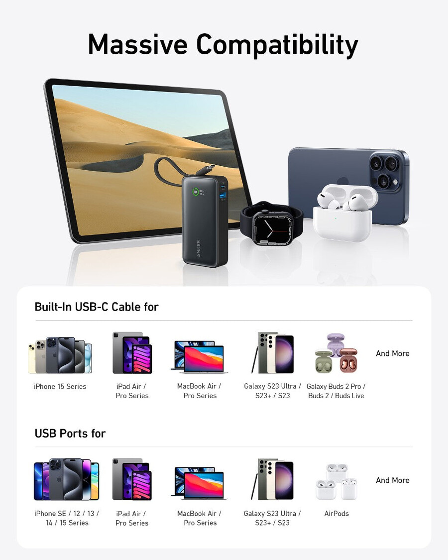 anker ナノパワーバンク(30w、usb-cケーブル内蔵)