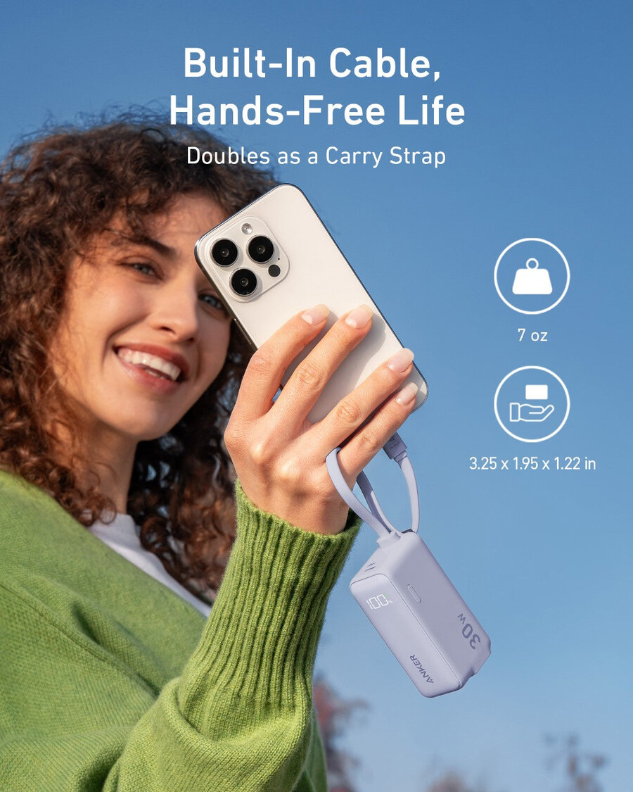 anker パワーバンク 30w、5k、fusion、usb-c ケーブル内蔵