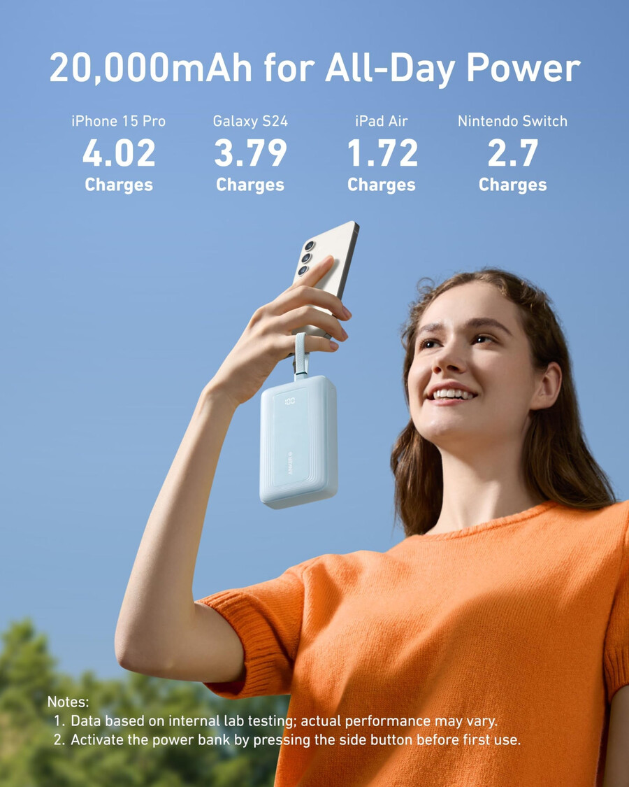 anker zolo パワーバンク 20k、usb-c および lightning ケーブル内蔵