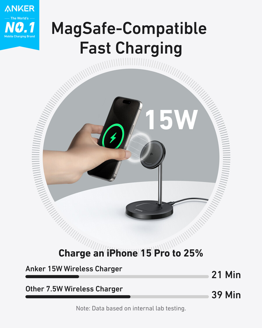 anker maggo ワイヤレス充電器(2 in 1、スタンド、40w アダプター付属)