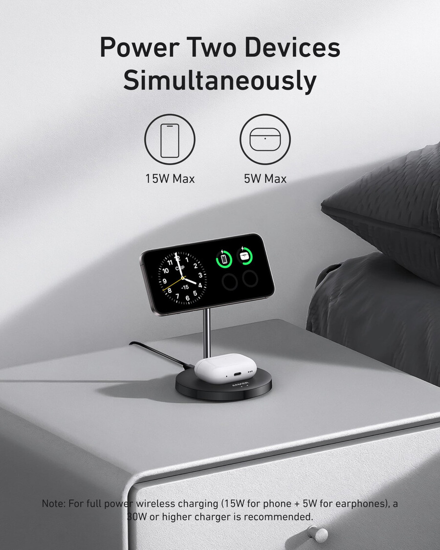 anker maggo ワイヤレス充電器(2 in 1、スタンド、40w アダプター付属)