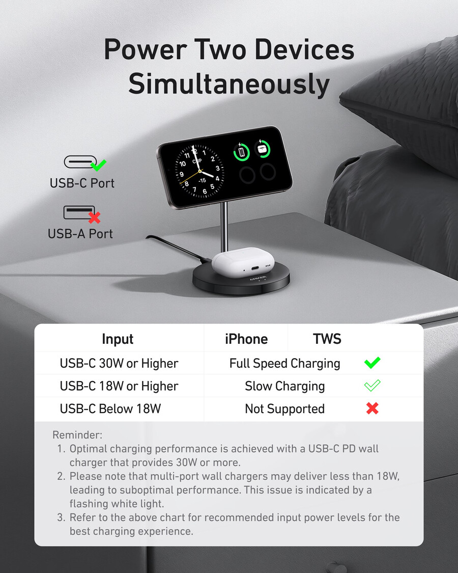 anker maggo ワイヤレス充電器(2 in 1、スタンド、40w アダプター付属)