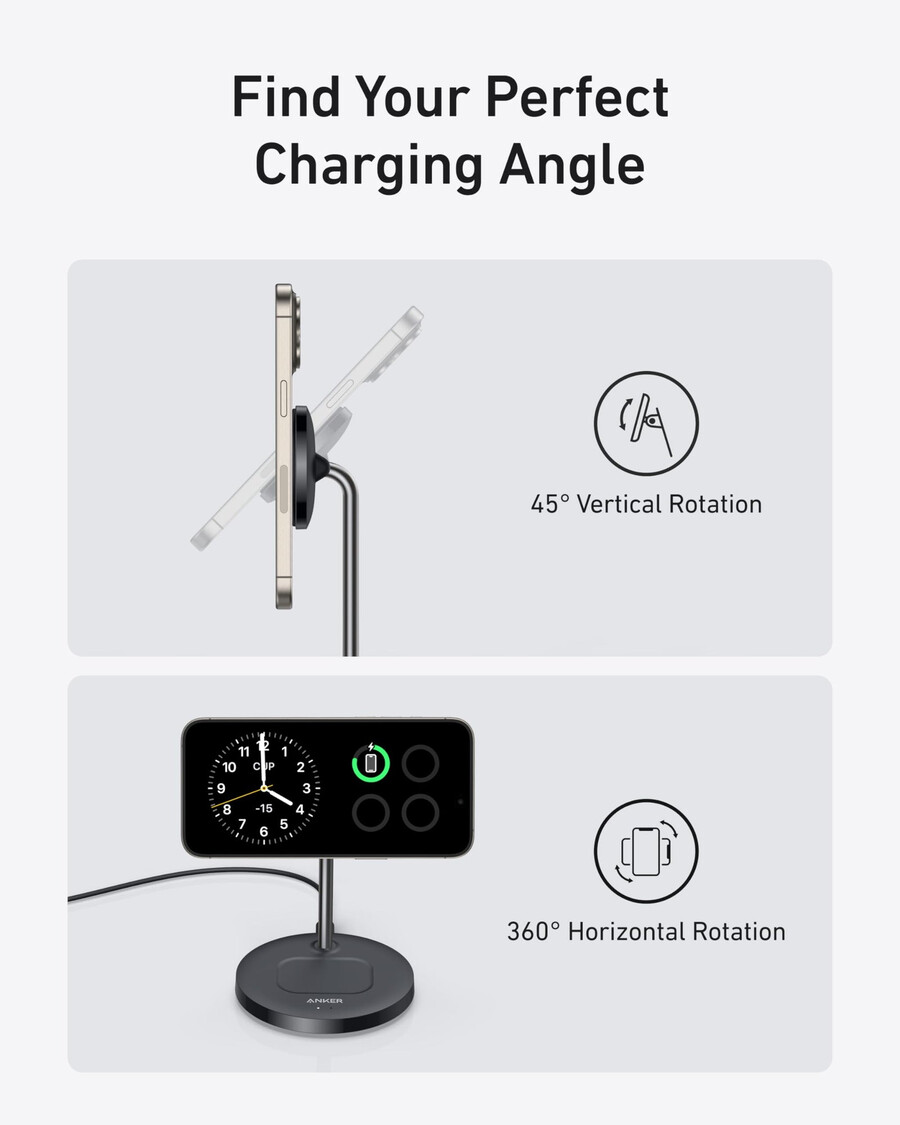anker maggo ワイヤレス充電器(2 in 1、スタンド、40w アダプター付属)