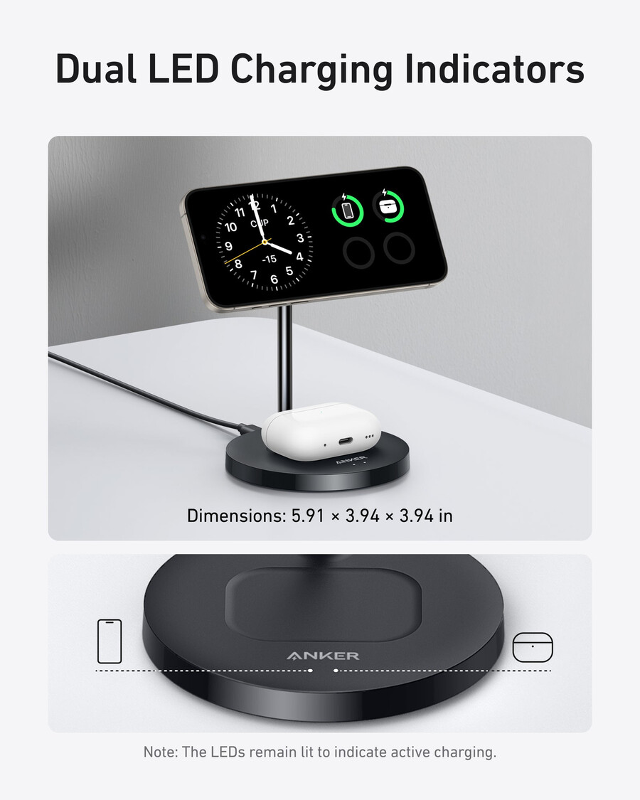 anker maggo ワイヤレス充電器(2 in 1、スタンド、40w アダプター付属)