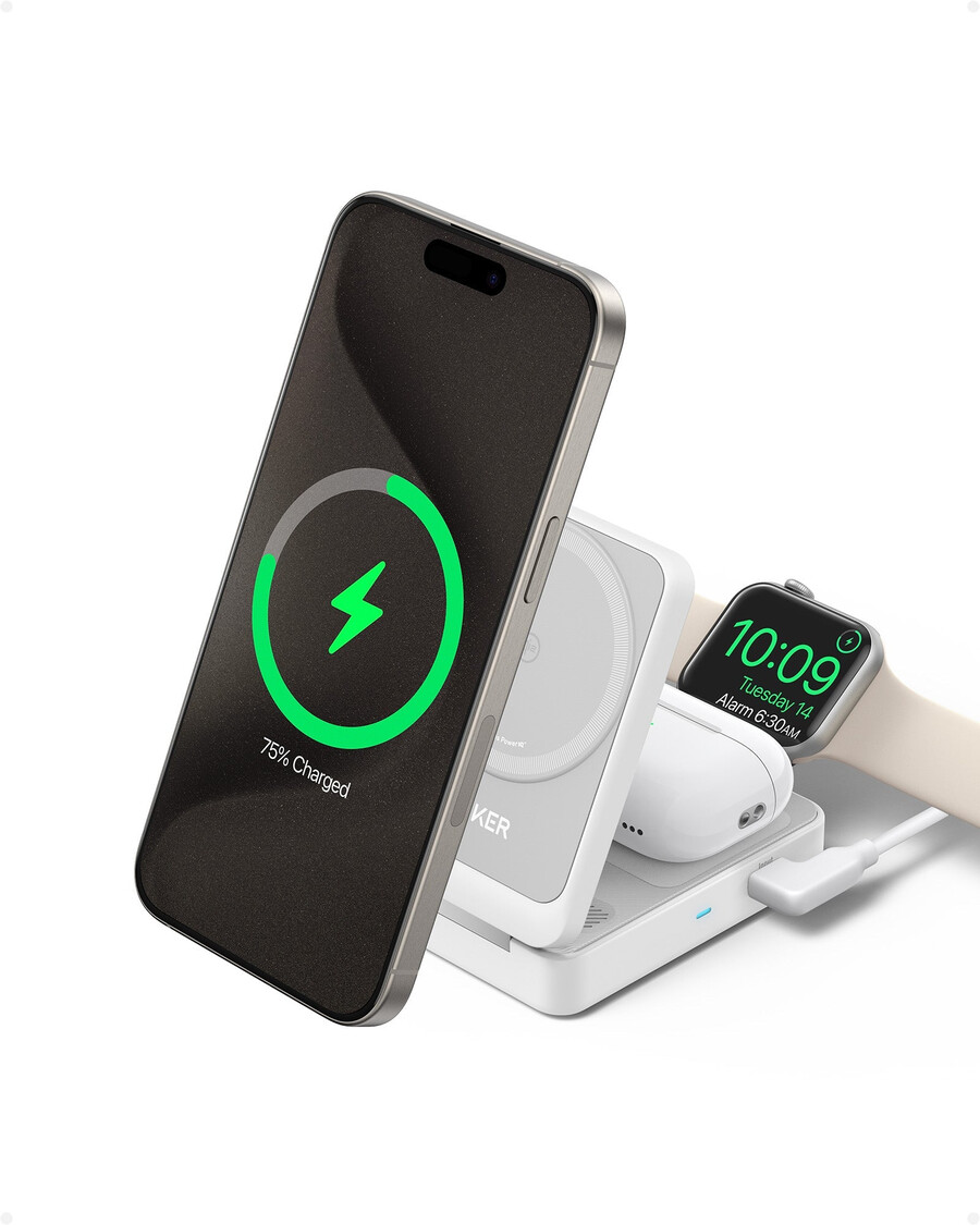 anker maggo ワイヤレス充電ステーション(折りたたみ式 3-in-1)