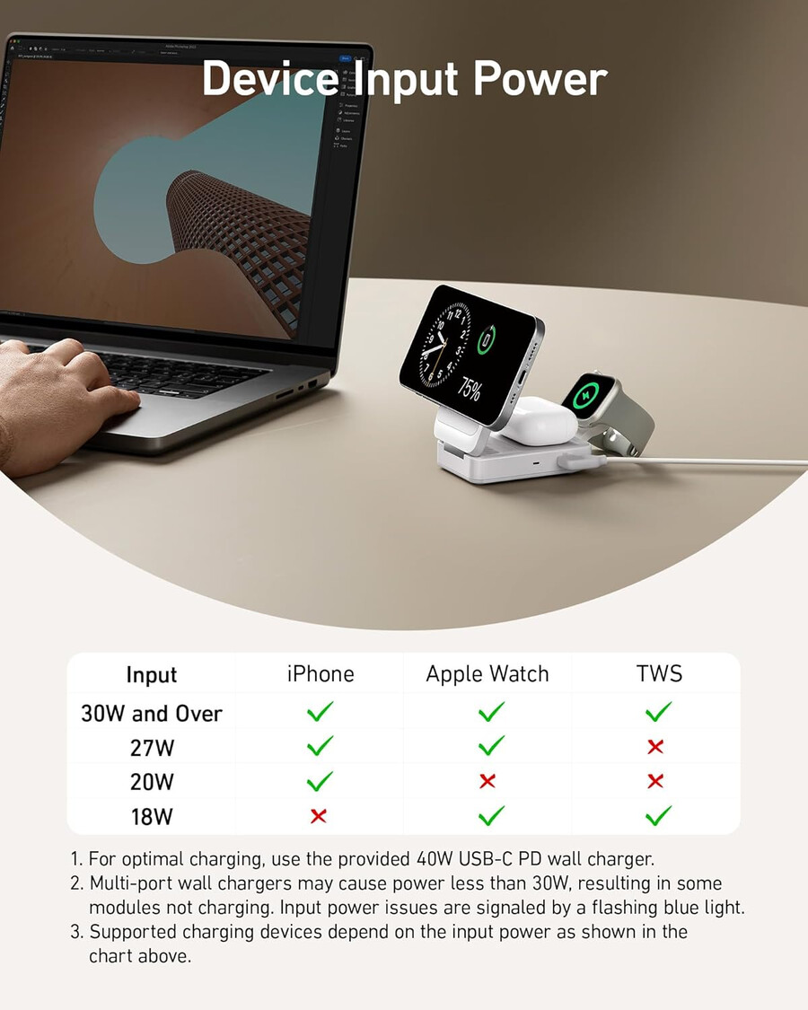 anker maggo ワイヤレス充電ステーション(折りたたみ式 3-in-1)