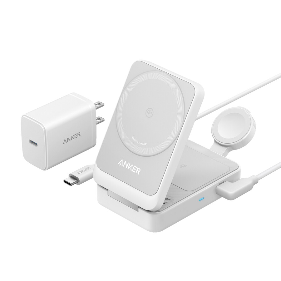 anker maggo ワイヤレス充電ステーション(折りたたみ式 3-in-1)と anker nano トラベルアダプター(5-in-1、20w、1パック)
