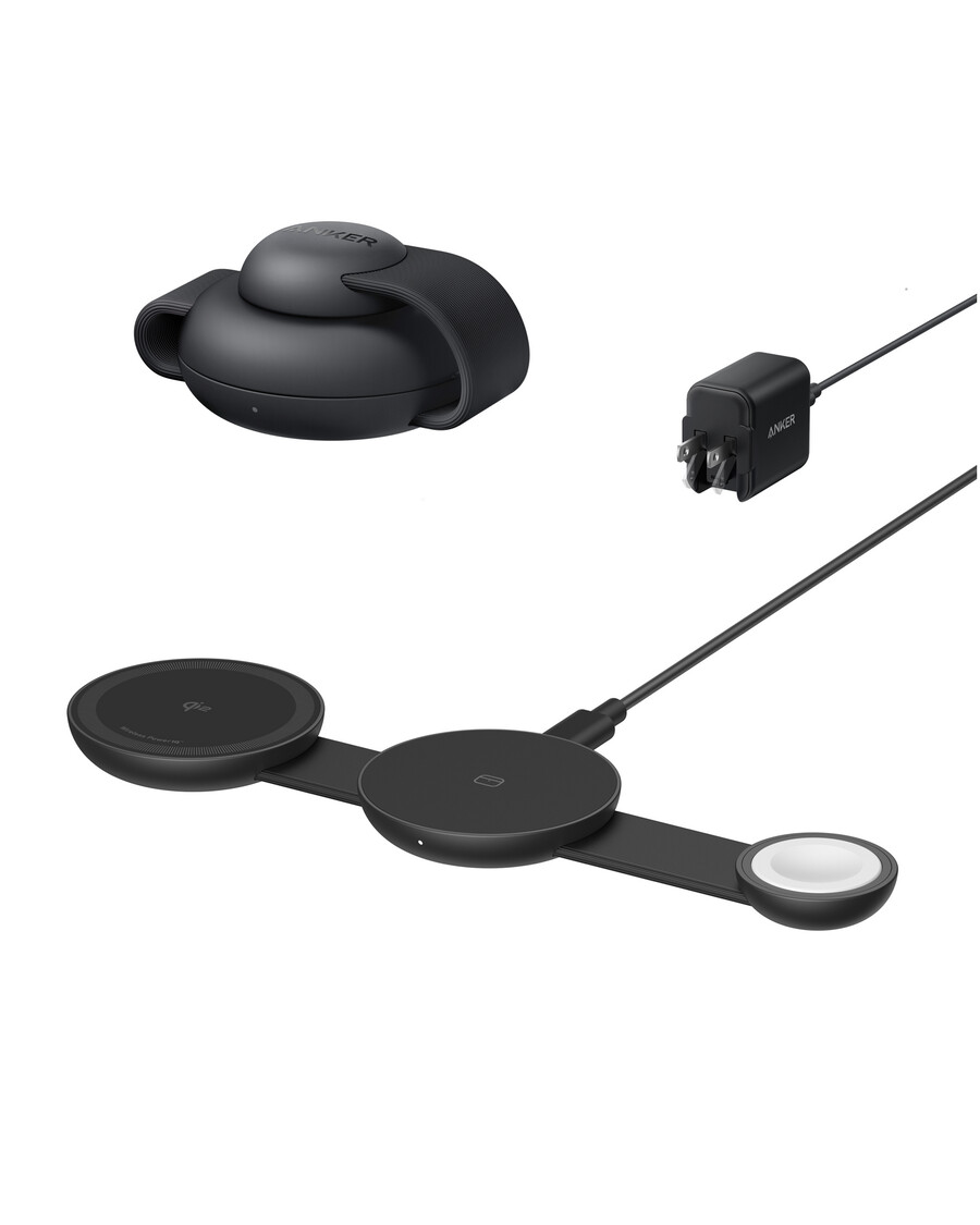 anker maggo ワイヤレス充電ステーション 3-in-1、折りたたみ式パッド